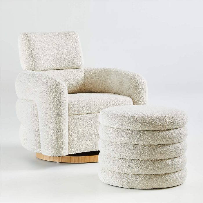 Snoozer Cream Boucle Nursery Swivel